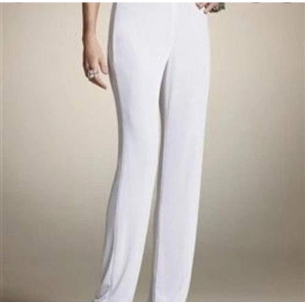 Chico's Travelers Cream Off White Elastic Waist Straight Leg Pants Size 2/Large